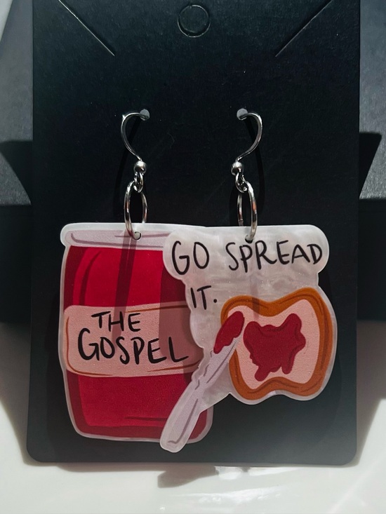 Beyond Grateful Jewelry - “Go Spread It” Red Jam & Toast Novelty Earrings - Inspirational Design